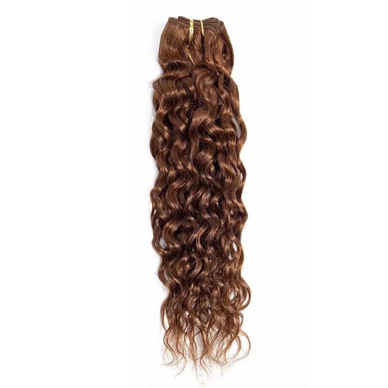 FEEL ME 1 Bundles 10 Inch Brown Brazilian Water Wave Hair Weave Bundles 100 Wet and Wavy Virgin Human Hair Bundles Extension Color 30 100gram Curly Weave Hair